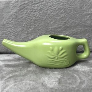 NeilMed Ceramic Neti Pot Sinus Rinse Green Lotus Embossed 8oz 240ml Nasal Wash